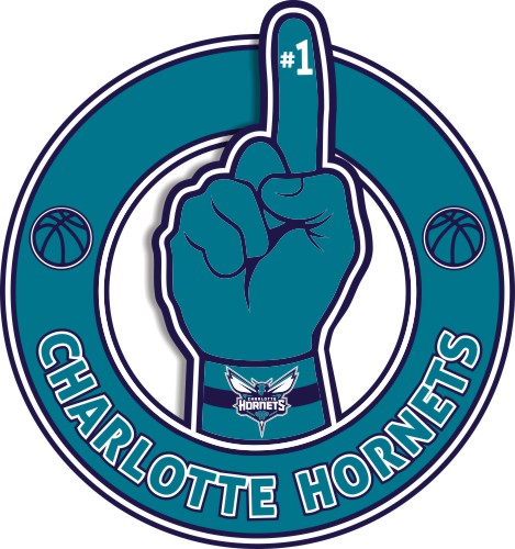 Number One Hand Charlotte Hornets logo vinyl decal